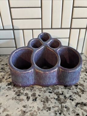 Bay Pottery Purple Ceramic 6 -Compartment Organizer Candlepot 3x5